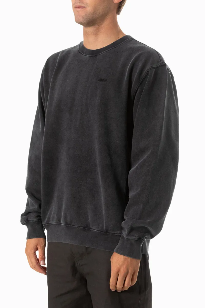 Katin Embroidered Crew Fleece Black Wash Sand Wash-1